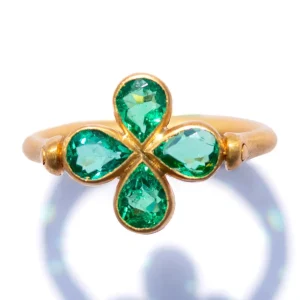 Bague Trèfle Swivel Emeraude